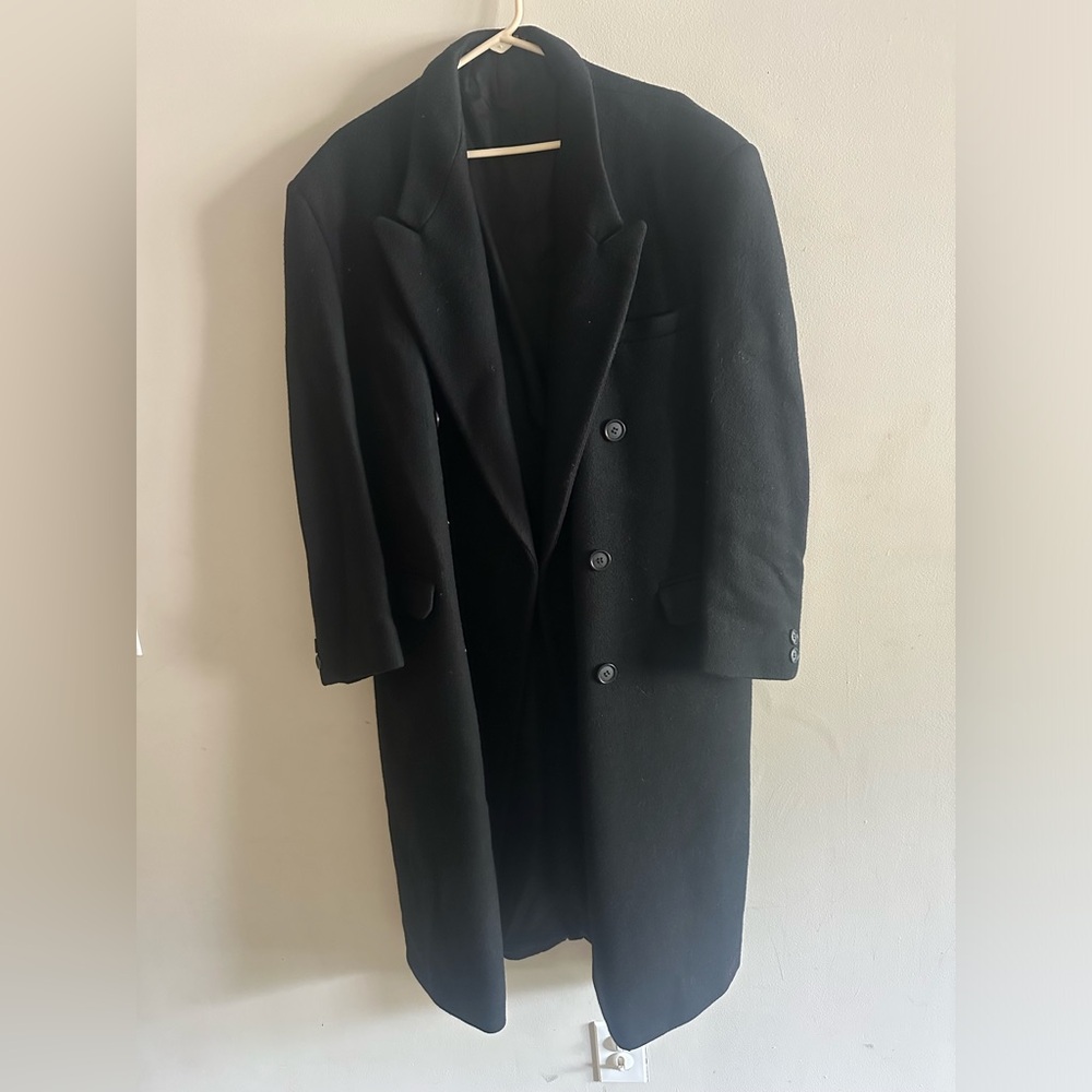 Falcone Men's Black Long Overcoat Size XL